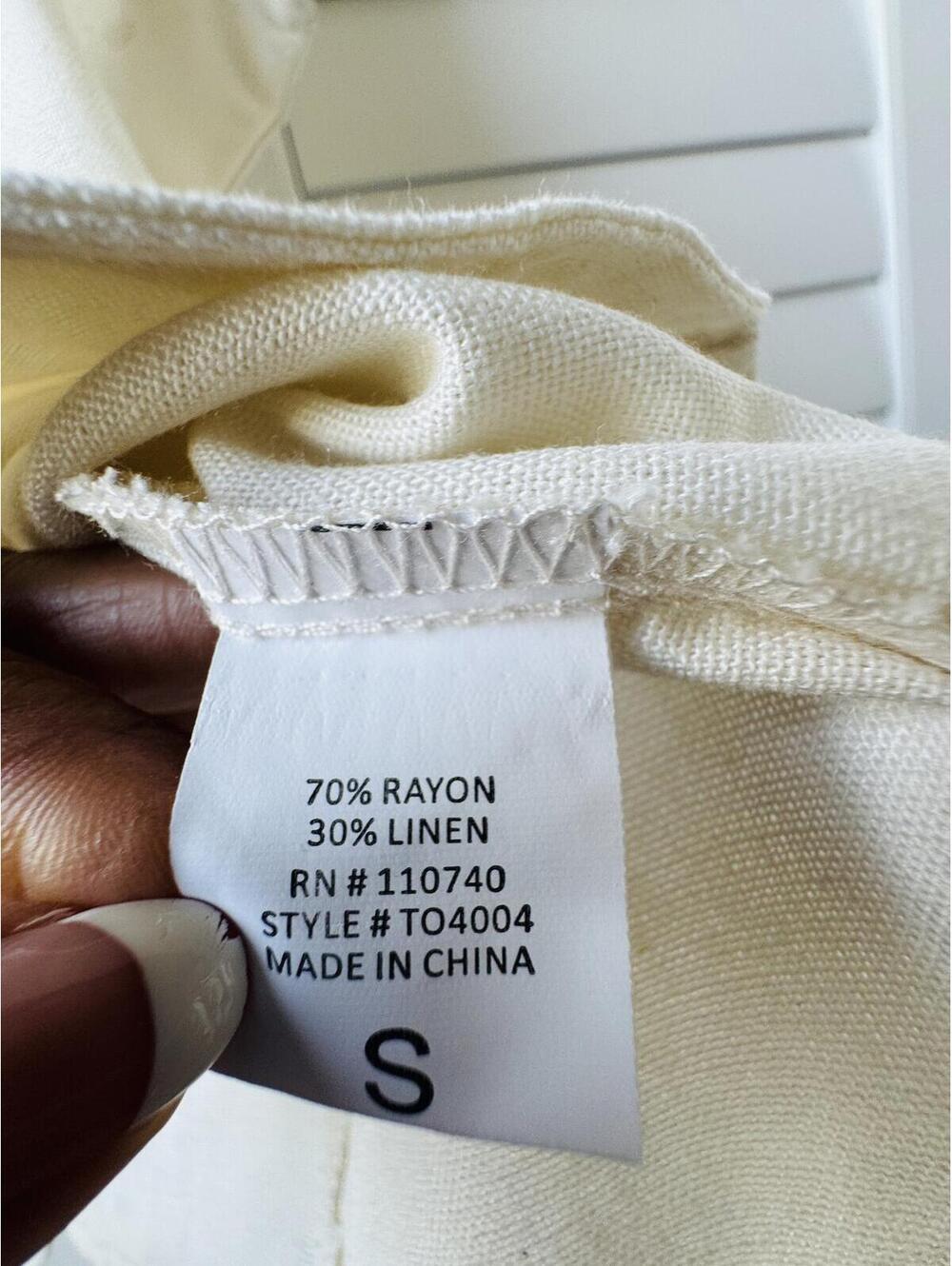 the LINE of style Cream Rayon Linen Blend Vest - Size S - Picture 7 of 7